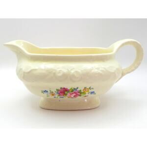 Vintage Homer Laughlin Creamer/Gravy Boat Orleans Shape Floral Rose Pattern USA